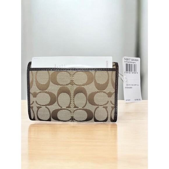 Y2K Coach F14281 Signature Pleated East West Gallery Tote & NWT F42817 Wallet - Picture 8 of 14